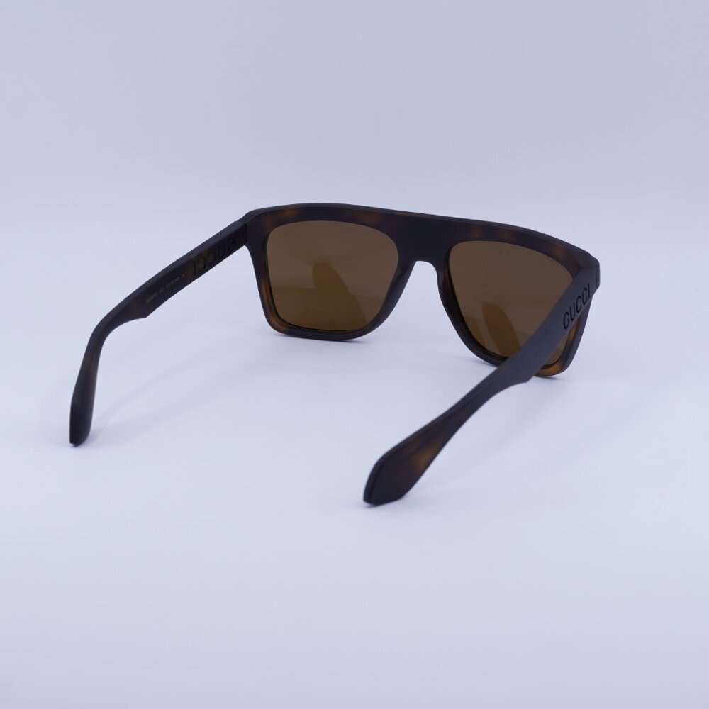 Gucci GG1570S 002 Sunglasses Matte Dark Havana Square Frame, Brown Lenses - Picture 10 of 11